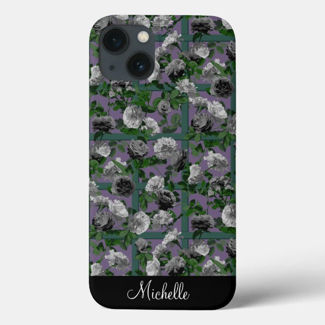 Funda De Case-Mate Para iPhone Rosas Violet Elegant Floral (Reverso)