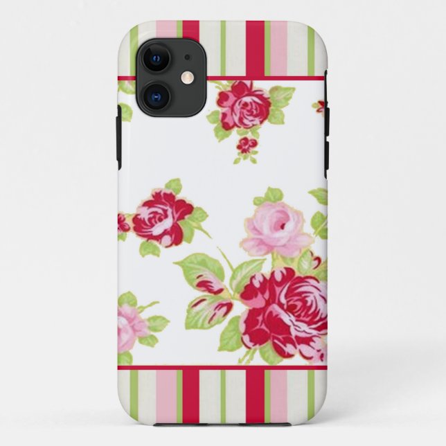 Funda De Case-Mate Para iPhone Rosas y bandas (Reverso)