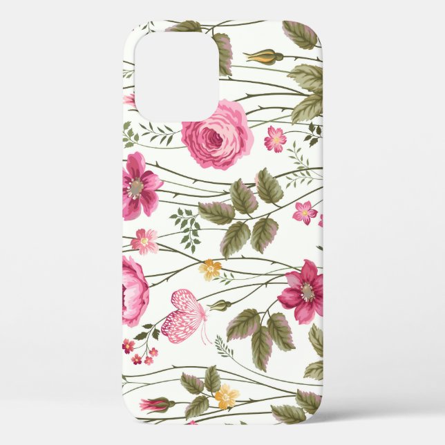 Funda De Case-Mate Para iPhone Rosas y mariposas: sin foco floral (Reverso )