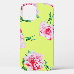 Funda Para iPhone 12 Rosas y patrón de ilustracion acuático Peonies