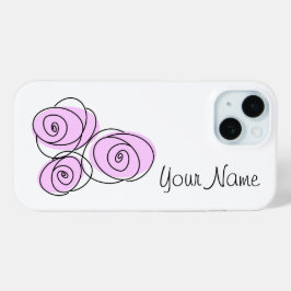 Funda Para iPhone 15 Rose Bouquet Lilac Nombre iPhone horizontal