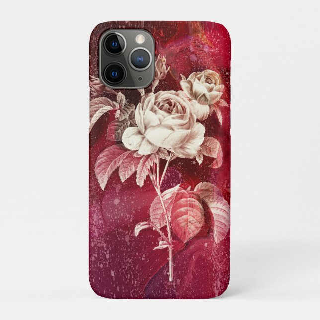 Funda De Case-Mate Para iPhone ROSE on Red Background (Reverso)