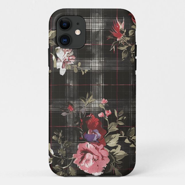 Funda De Case-Mate Para iPhone Roses rojas de plástico negro (Reverso)