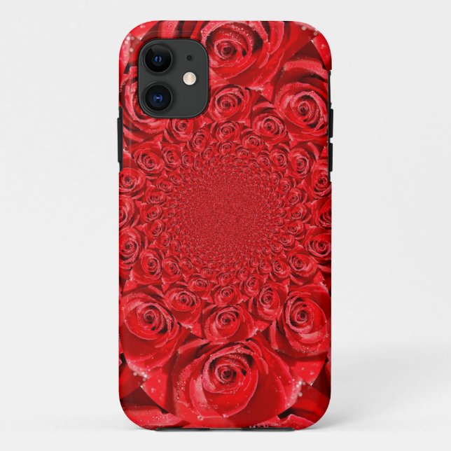 Funda De Case-Mate Para iPhone Roses Rojos Kaleidoscope: Feliz arte de San Valent (Reverso)