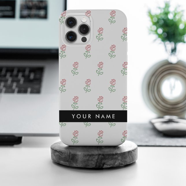 Funda De Case-Mate Para iPhone Roses Rojos, Patrón De Rosas, Tu Nombre (Subido por el creador)