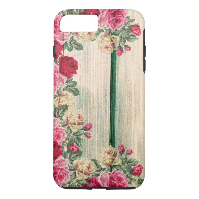 Funda De Case-Mate Para iPhone Roses rosadas de madera Personalizar personalizada (Reverso)