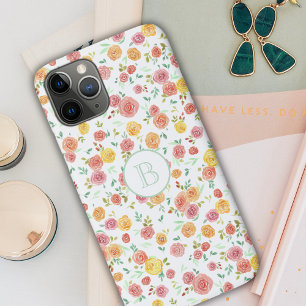 Funda Para iPhone 11 Pro Roses rosas Bonitos con monograma Funda-mate iPhon