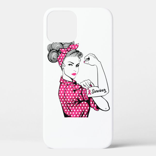 Funda De Case-Mate Para iPhone Rosie Riveter Pink, superviviente del cáncer de ma (Reverso )