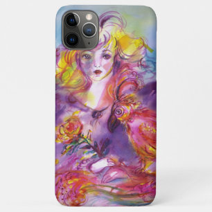 Funda Para iPhone 11 Pro Max ROSINA/Joven Chica con Rosa y loro