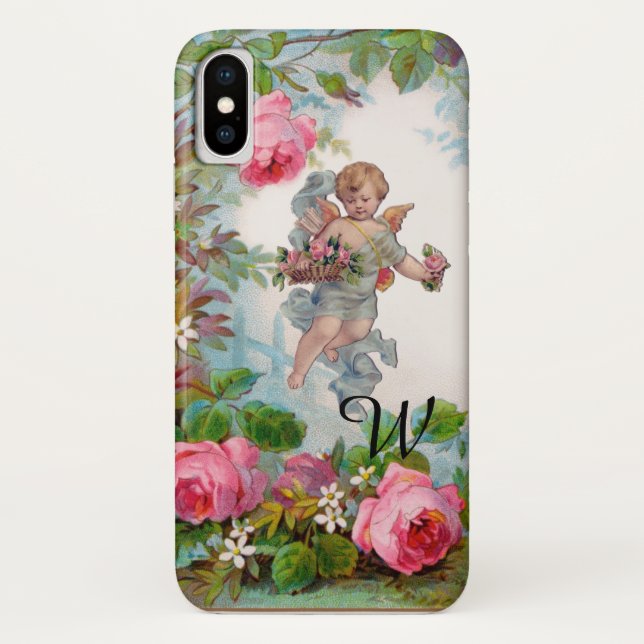 FUNDA DE Case-Mate PARA iPhone ROSOS Y FLORES ROMÁNTICOS DE ÁNGEL ROMÁNTICO (Reverso)