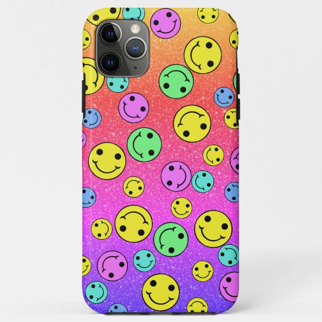 Funda De Case-Mate Para iPhone Rostros sonrientes Purpurinoso (Reverso)