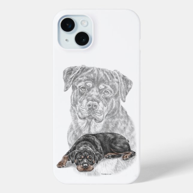 Funda De Case-Mate Para iPhone Rottweiler Dog Art (Reverso )