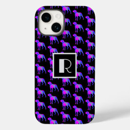 Funda Para iPhone 14 De Case-Mate Rottweiler Perro Silueta Azul Rosa Mono Negro