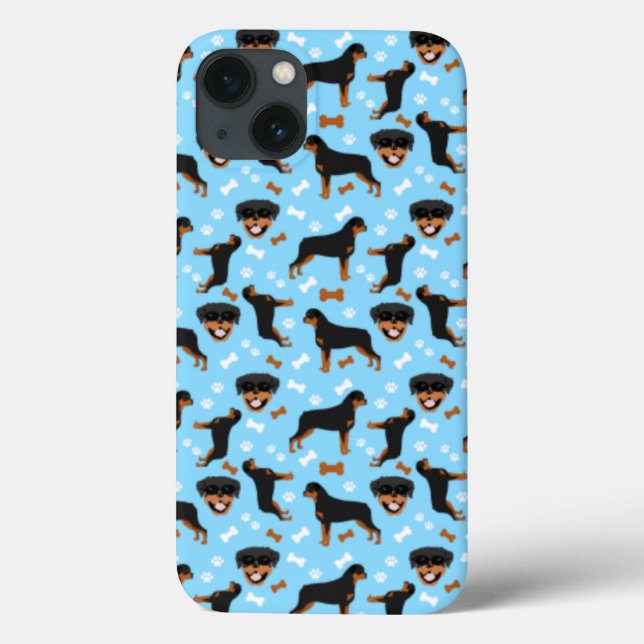 Funda De Case-Mate Para iPhone Rottweiler Rottie Cute Dog Pattern (Reverso)