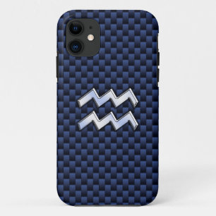 Funda Para iPhone 11 Rótulo Aquarius al estilo de la fibra de carbono a