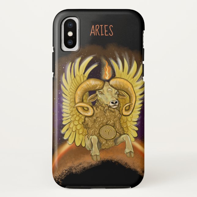 Funda De Case-Mate Para iPhone Rótulo Aries Zodiac (Reverso)