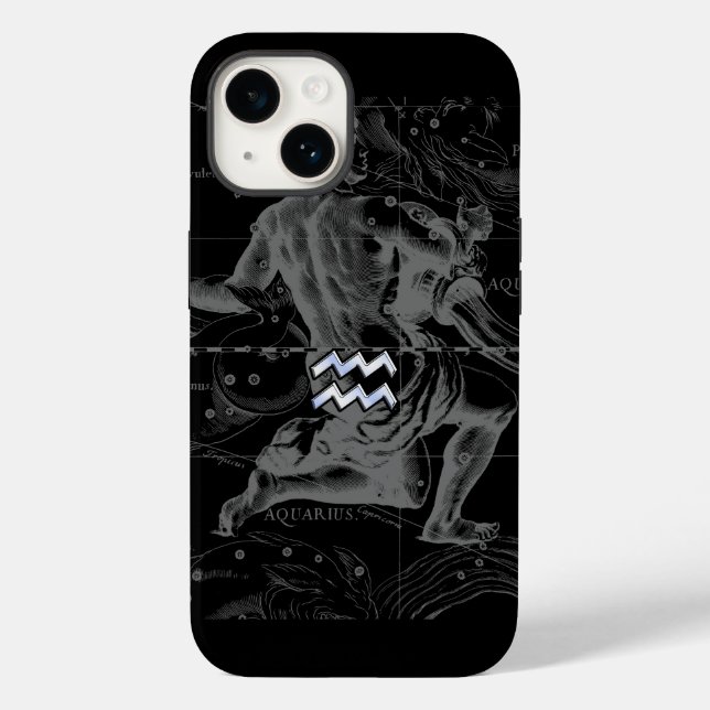 Funda De Case-Mate Para iPhone Rótulo cromado como Aquarius Zodiac en Hevelius (Reverso )