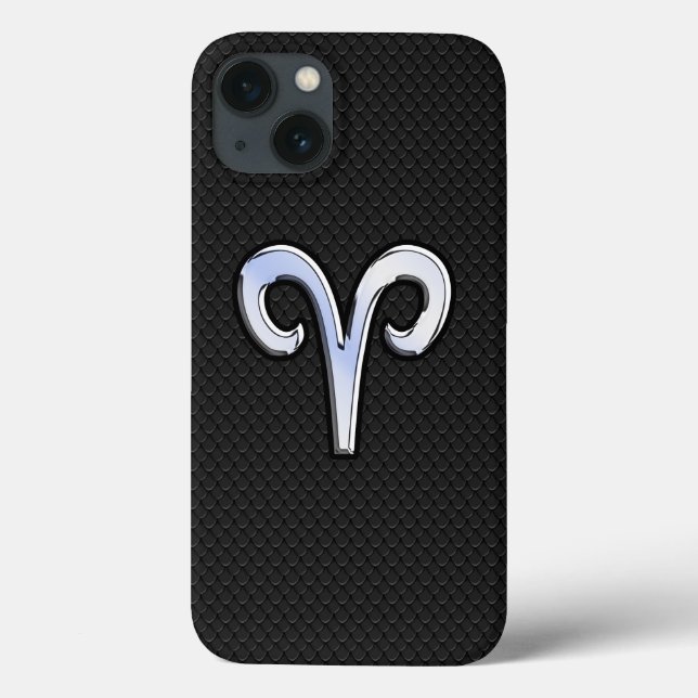 Funda De Case-Mate Para iPhone Rótulo cromado moderno como Aries Zodiac (Reverso)