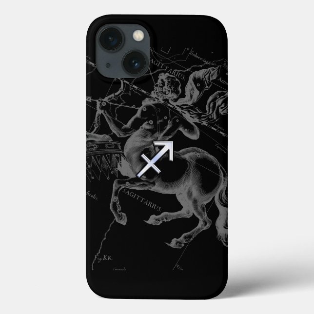Funda De Case-Mate Para iPhone Rótulo cromado Sagittarius Zodiac Hevelius alreded (Reverso)