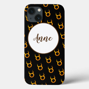 Funda Para iPhone 13 Rótulo de Astrología Zodiac Taurus Gold Personaliz