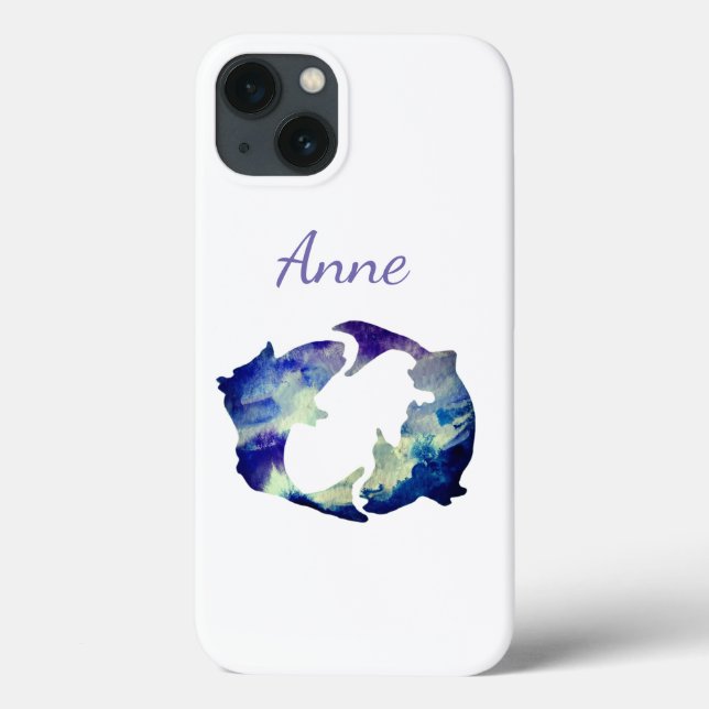 Funda De Case-Mate Para iPhone Rótulo de la astrología de Piscis personalizado (Reverso)