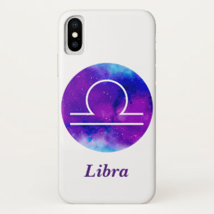 Funda Para iPhone X Rótulo de moda Zodiac Libra Purple Nebula