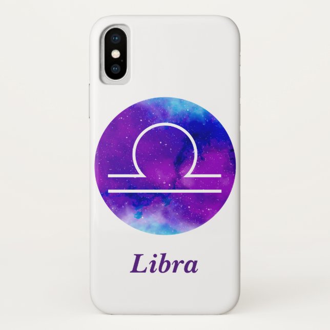 Funda De Case-Mate Para iPhone Rótulo de moda Zodiac Libra Purple Nebula (Reverso)
