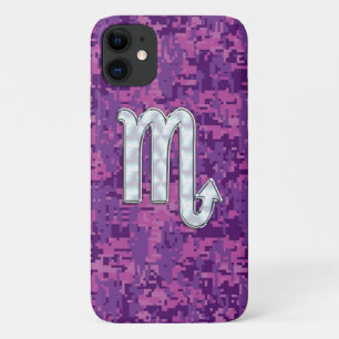Funda Para iPhone 11 Rótulo Escorpio Horóscopo en Camo Digital Rosa