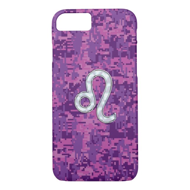 Funda De Case-Mate Para iPhone Rótulo Leo Zodiac en el camuflaje de Fuchsia (Reverso)