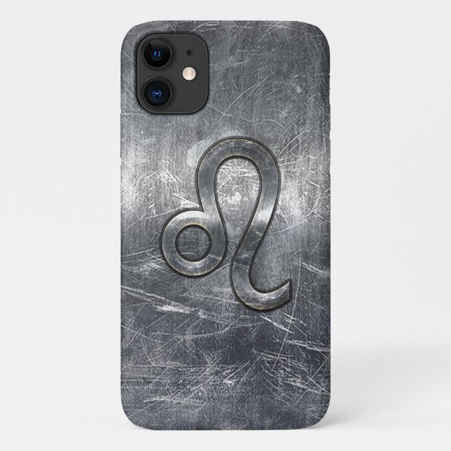 Funda De Case-Mate Para iPhone Rótulo Leo Zodiac en estilo industrial (Reverso)