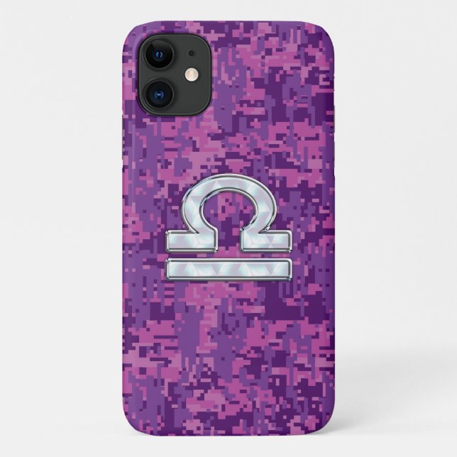 Funda De Case-Mate Para iPhone Rótulo Libra en el camo digital de Fuchsia (Reverso)