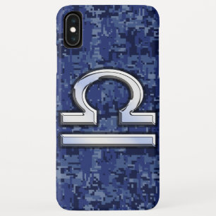 Funda Para iPhone XS Max Rótulo Libra Zodiac en camuflaje digital azul