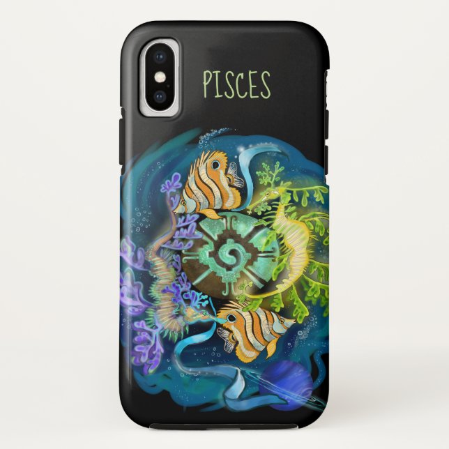 Funda De Case-Mate Para iPhone Rótulo Pisces Zodiac (Reverso)