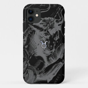 Funda Para iPhone 11 Rótulo Taurus Zodiac de estilo cromado en decoraci