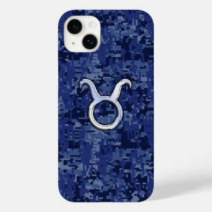Funda Para iPhone 14 Plus De Case-Mate Rótulo Taurus Zodiac sobre el Camo Azul de la Mari