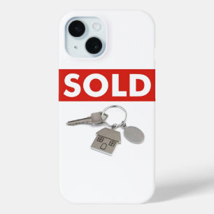 Funda Para iPhone 15 Rótulo vendido rojo Agentes inmobiliarios Hogares 
