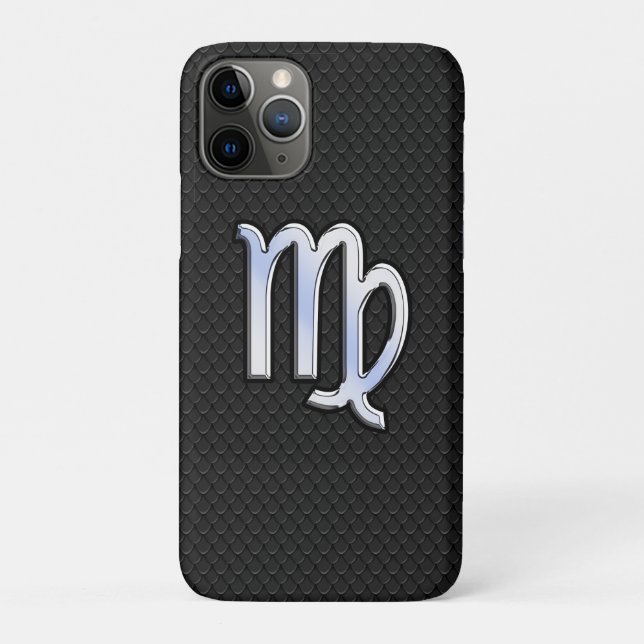 Funda De Case-Mate Para iPhone Rótulo Virgo Zodiac cromado plateado sobre piel de (Reverso)