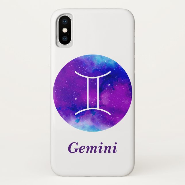 Funda De Case-Mate Para iPhone Rótulo Zodiac Gemini Purple Nebula (Reverso)