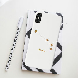 Funda Para iPhone XS Max Rótulo Zodiac moderno Aries Gold | Incendio de ele