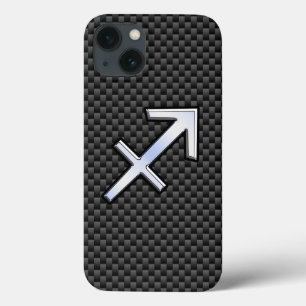 Funda Para iPhone 13 Rótulo Zodiaco Plateado Impresión de fibra de carb