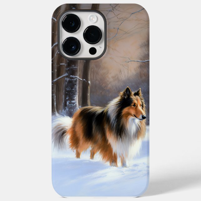 Funda De Case-Mate Para iPhone Rough Collie Deja que nieve Navidad (Reverso )