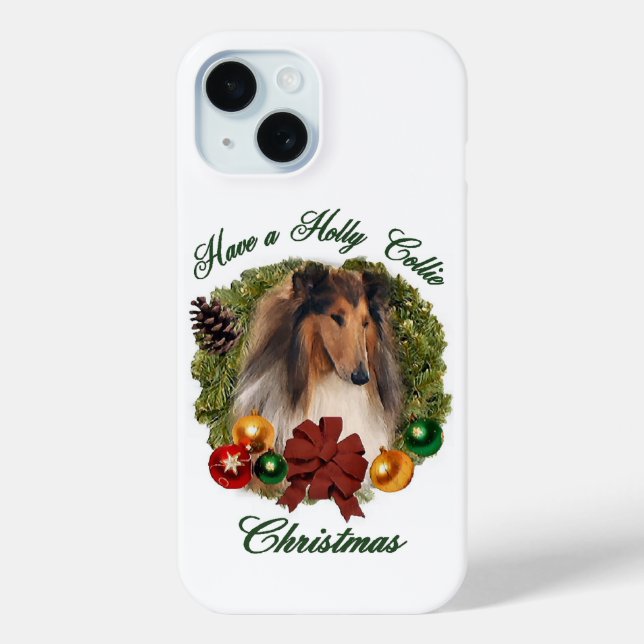 Funda De Case-Mate Para iPhone Rough Collie Navidades (Reverso )