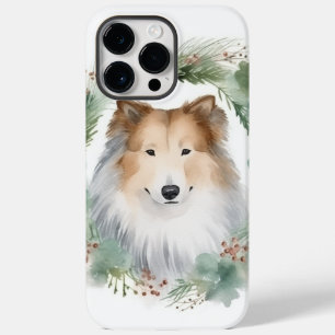 Funda Para iPhone 14 Pro Max De Case-Mate Rough Collie Navidades Wreath Festive Pup