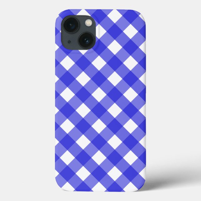 Funda De Case-Mate Para iPhone Royal blue gingham Case-Mate iPhone case (Reverso)
