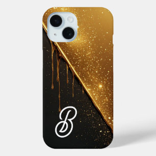 Funda Para iPhone 15 💎 Royal Dorado Goteo Brillante Metal Líquido