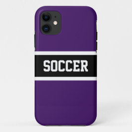 Funda Para iPhone 11 Royal Purple Black Athletic Stripes SOCCER Textos