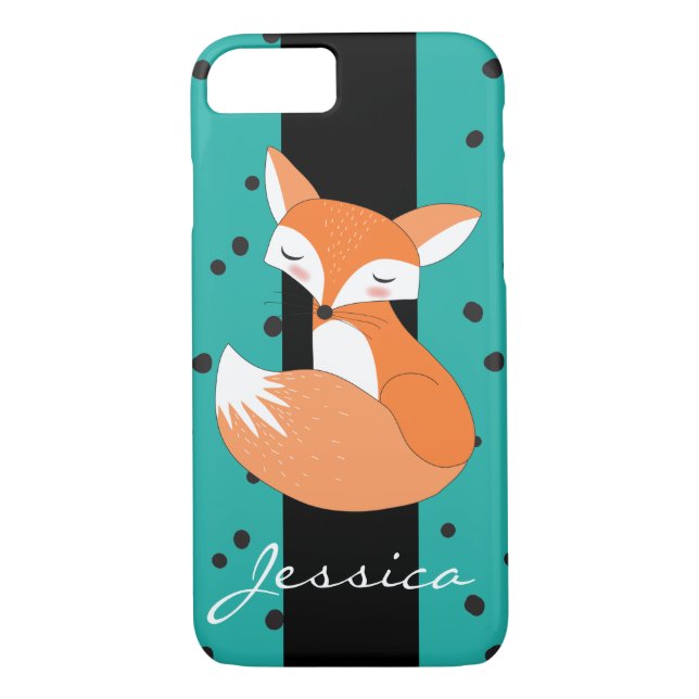 Funda De Case-Mate Para iPhone Rubefacción de Fox con nombre personalizado (Reverso)