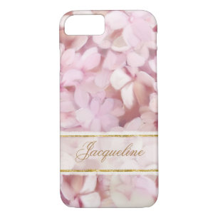 Funda Para iPhone 8/7 Rubor de estilo parisino rosa Hydrangea Purpurina