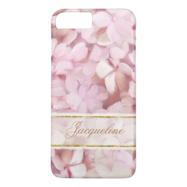 Funda De Case-Mate Para iPhone Rubor de estilo parisino rosa Hydrangea Purpurina (Reverso)