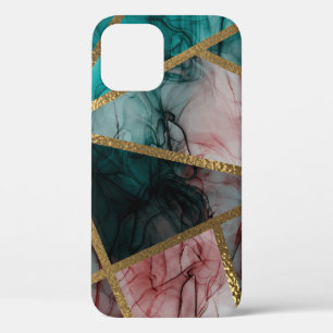 Funda Para iPhone 12 Rubor Óxido Glam Teal y Oro Chic Glamour Moderno